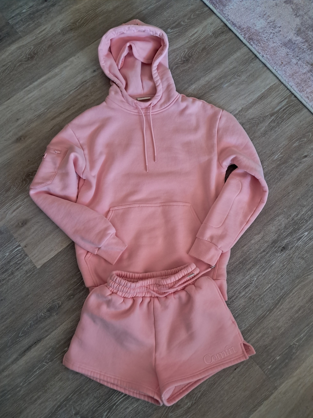 Comfrt Pink Airplane Hoodie & Shorts Set